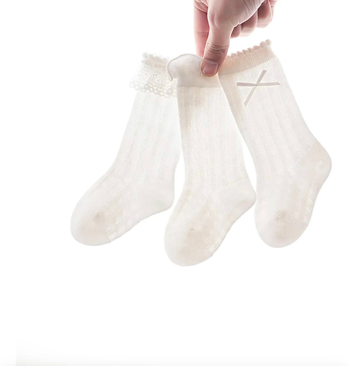 Apone Fatu Baby Knee High Socks Non Slip Grip Ankle Socks Ruffled Long Stockings for Infants Toddlers Kids Boys Girls (Size 6-12 Months)