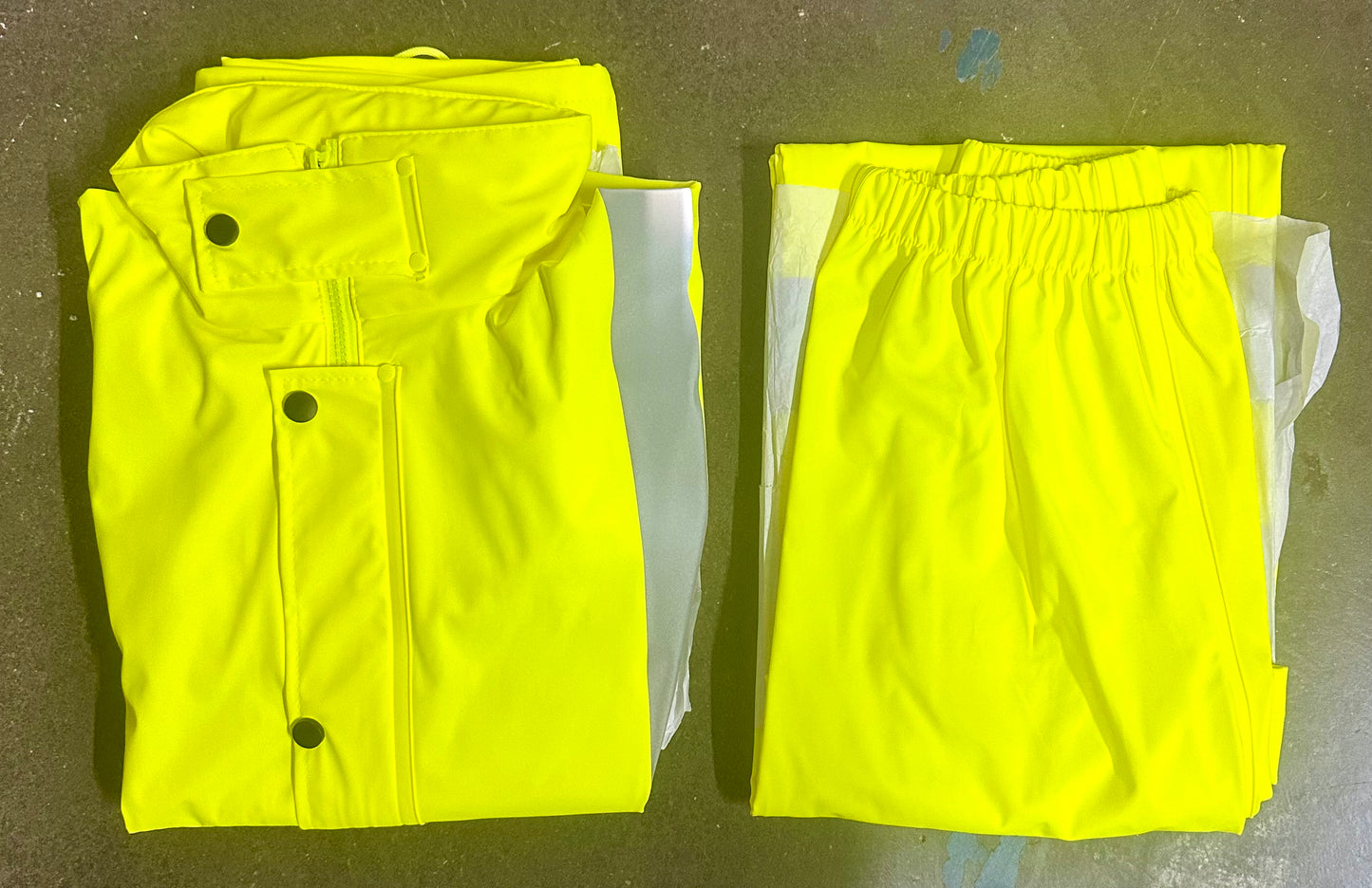Safety Rain Set/Jacket Reflective High Visibility Yellow Black JK-03 / Pants Lime ANSI 150D Heavy Duty PANTS-03(Size Small)s