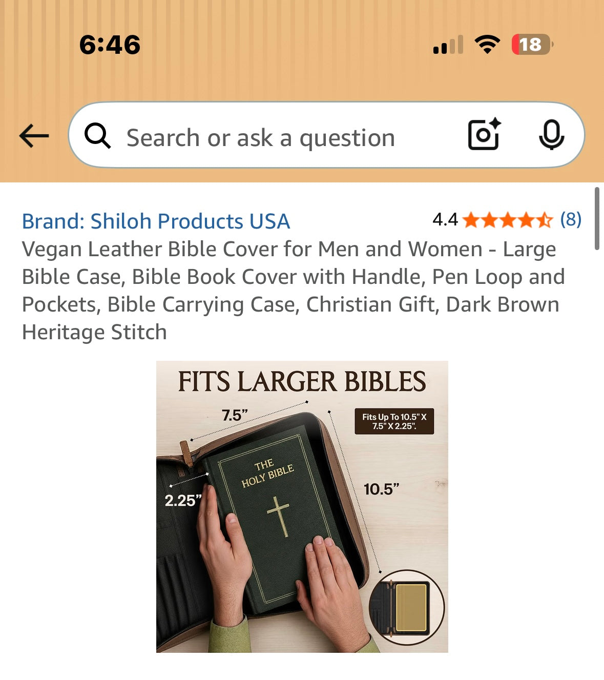 Vegan Leather Bible Cover for Men and Women - Large Bible Case, Bible Book Cover with Handle, Pen Loop and Pockets, Bible Carrying Case, Christian Gift, Dark Brown Heritage Stitch