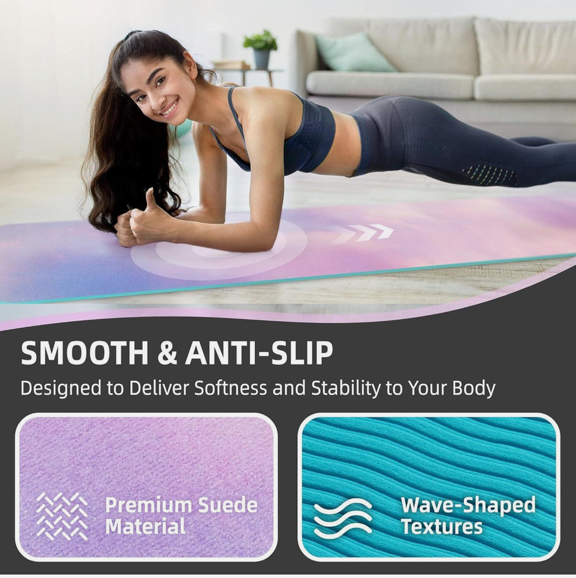 GymCope Suede Yoga Mat Sunset Pink 72” x 24”