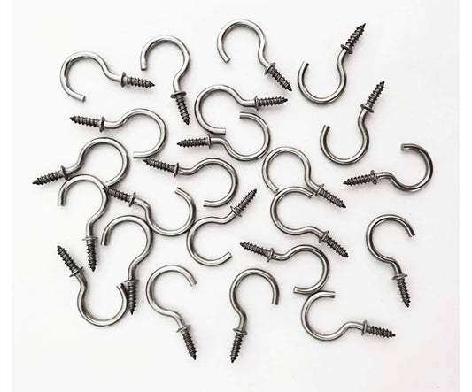 Hulless Silver 30 Pcs 3 Inch Metal Cup Hooks Ceiling Screw Hooks for Attachment and Suspension
