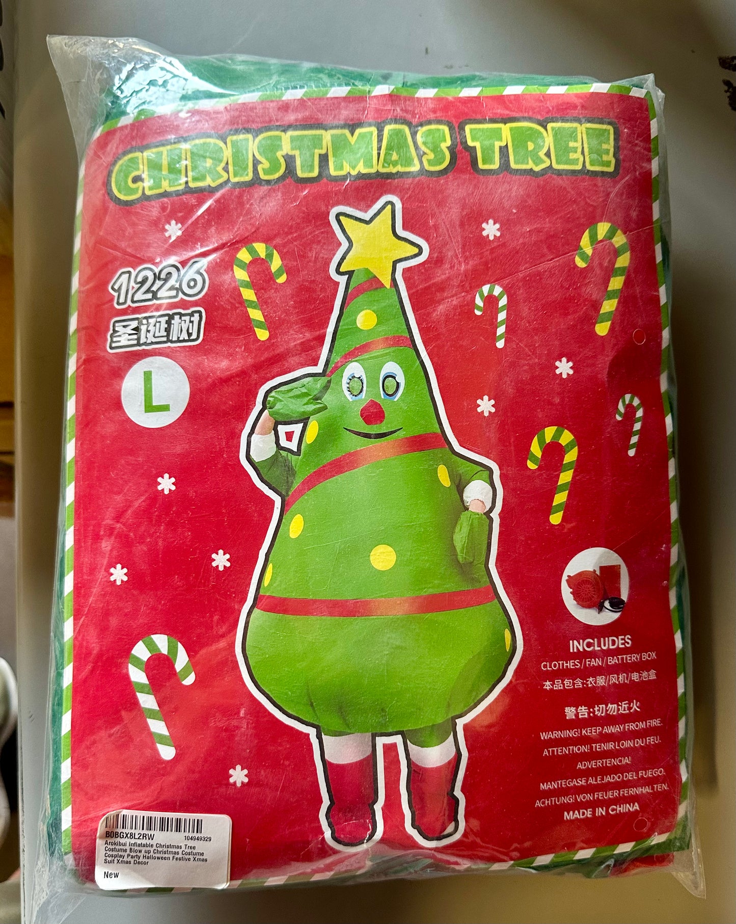 Inflatable Christmas Tree Costume,Blow up Christmas Costume, Cosplay, Party  Halloween, Festive Xmas Suit, Xmas Decor (Size L)