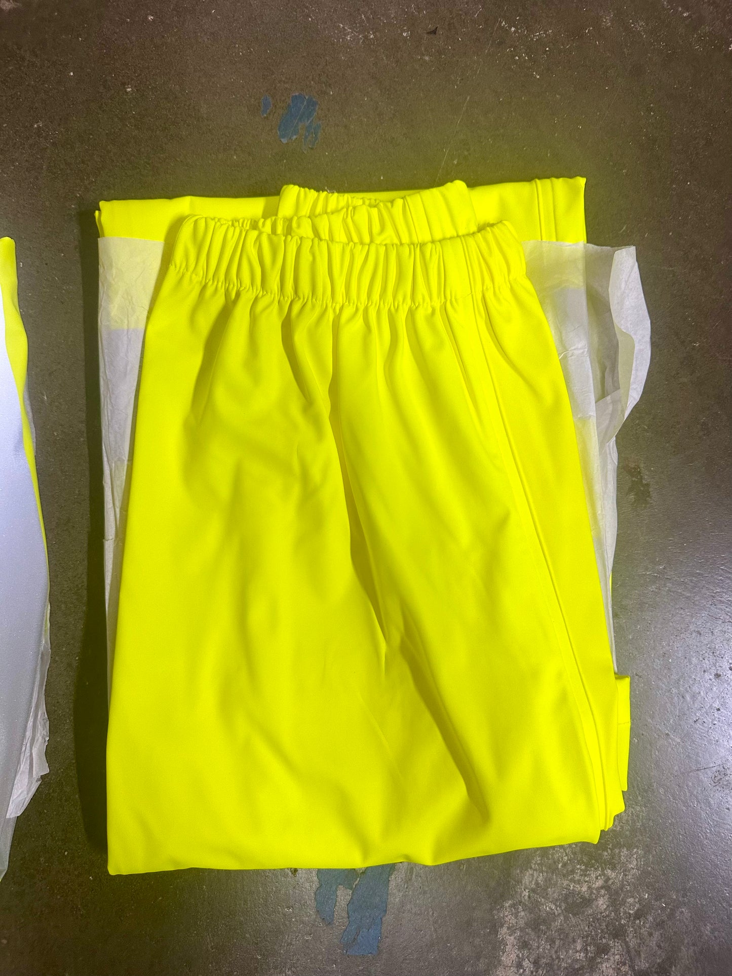 Safety Rain Set/Jacket Reflective High Visibility Yellow Black JK-03 / Pants Lime ANSI 150D Heavy Duty PANTS-03(Size Small)s
