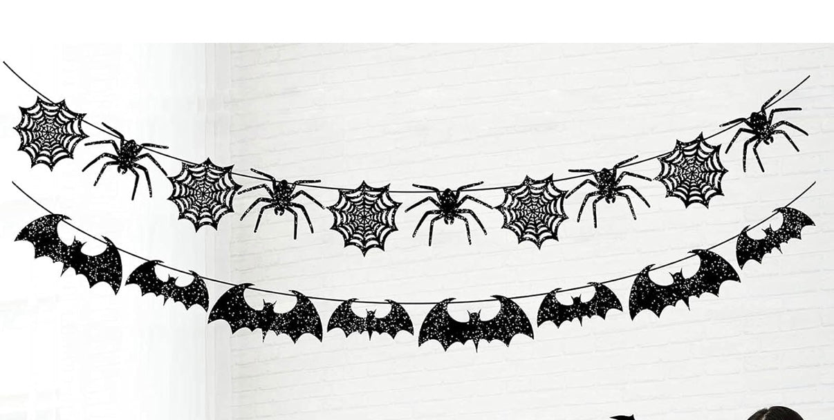 Halloween Decorations Black Bat Banner Spider Garland