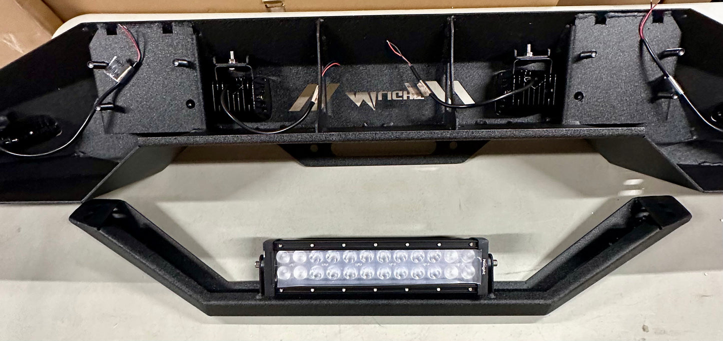 Nilight Front Bumper Compatible for 2007-2018 Wrangler JK/JKU 2018-2025 JL/JLU 2020-2025 Gladiator JT with 72W LED Bar 2 x 18W Pod 2X 18W Single Row Winch Plate  (G833)