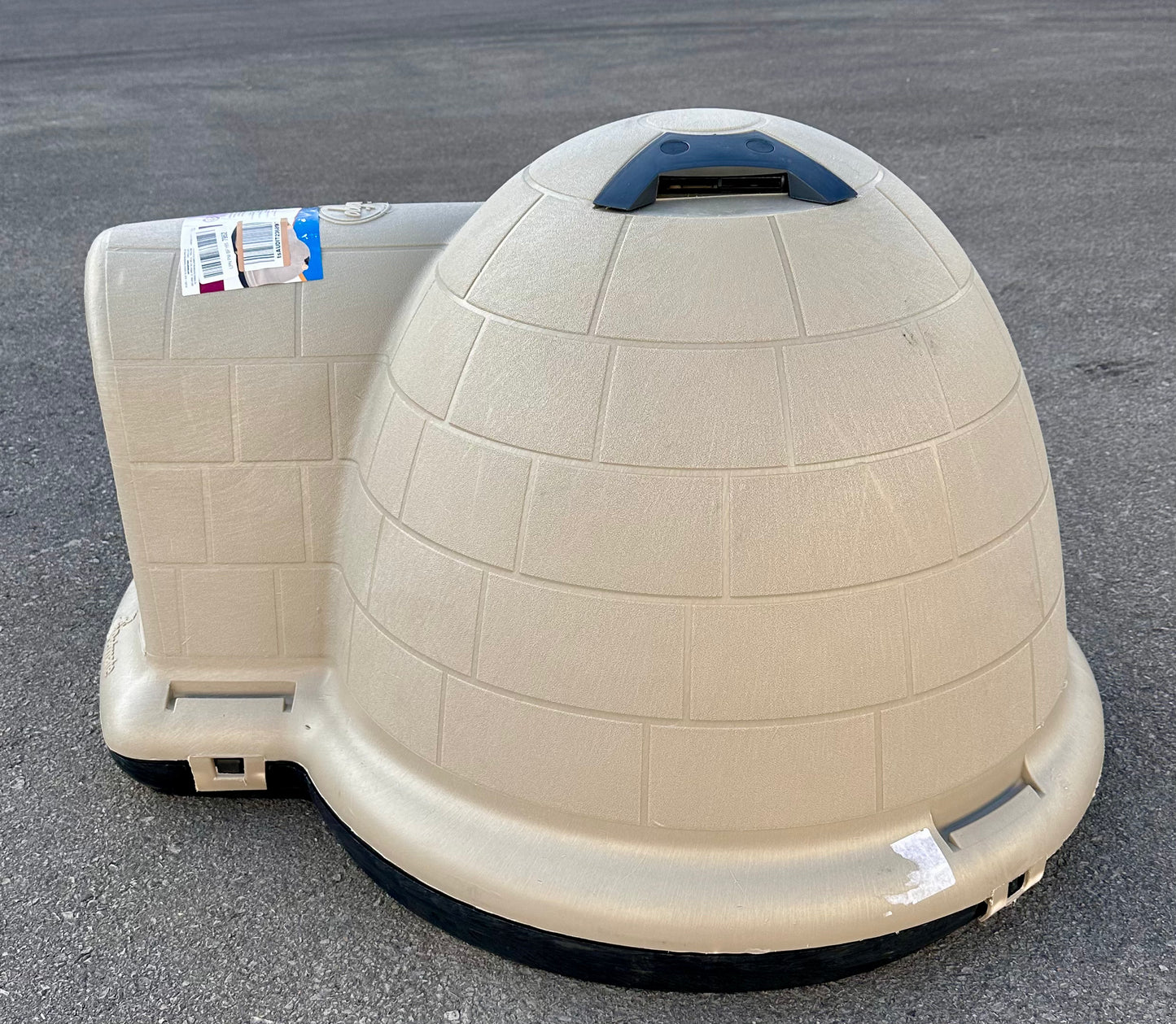 Petmate Large Dog House Outdoor Weatherproof - Indigo Igloo Dog House, Made in USA, for Large Dogs 50 to 90 pounds, TAUPE/BLACK (R742)