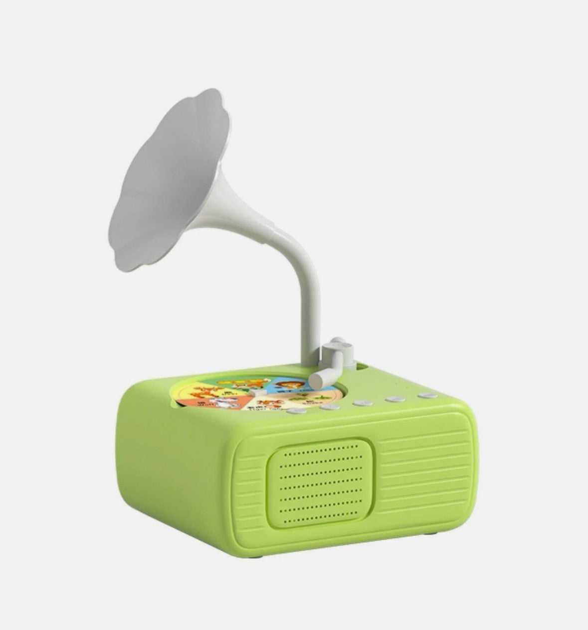 Kids Gramophone with 96 Cards, Children's Phonograph Story Music Player Gift Boys Girls,Toddler Toys Early Childhood Education Gift Birthday 3-6 Years Old (Green)