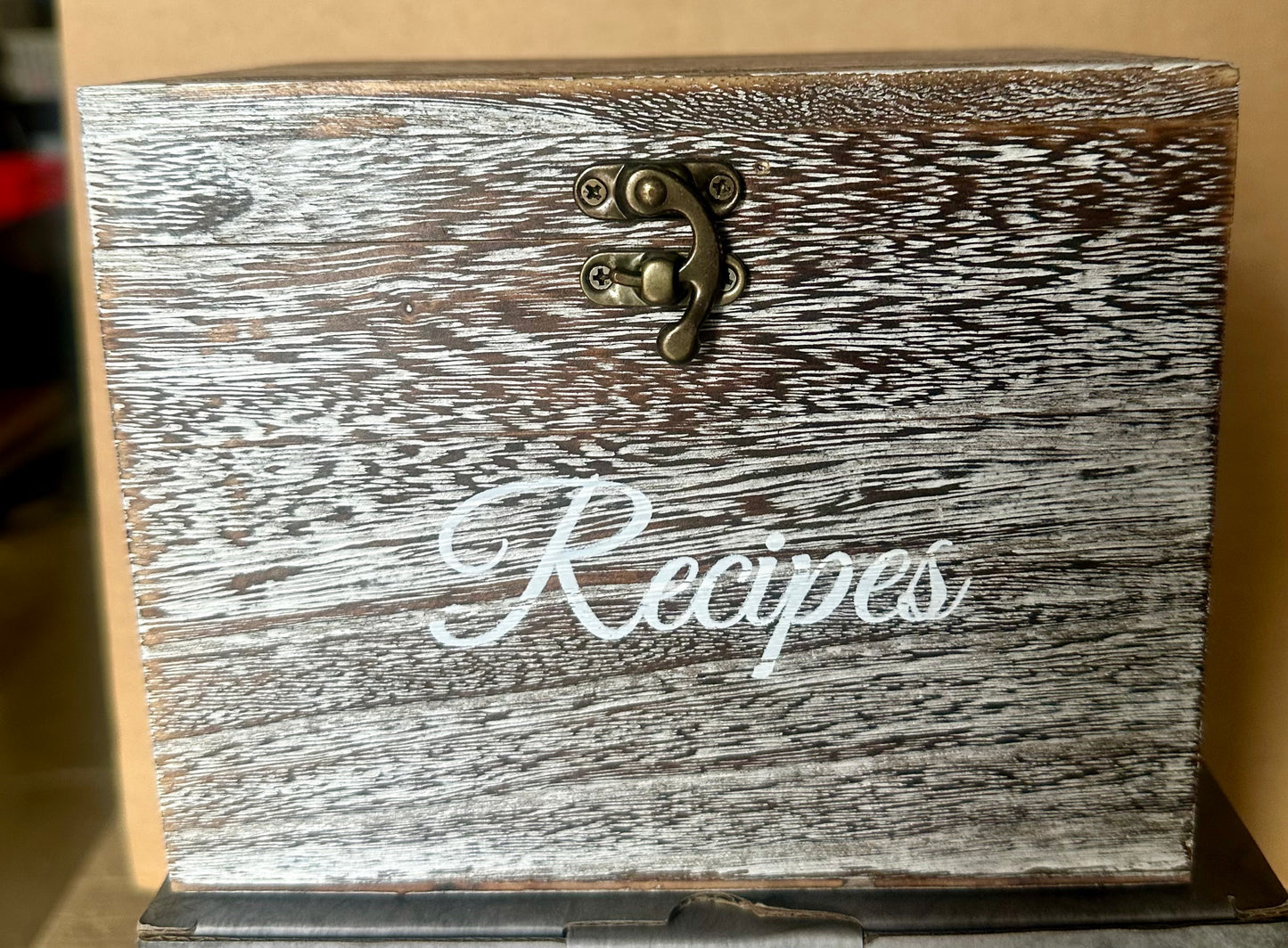 Rustic Wood Recipe Box Organizer Set to Write in Your Own Recipes, Cute Box for Housewarming, Home Decor, Gifting