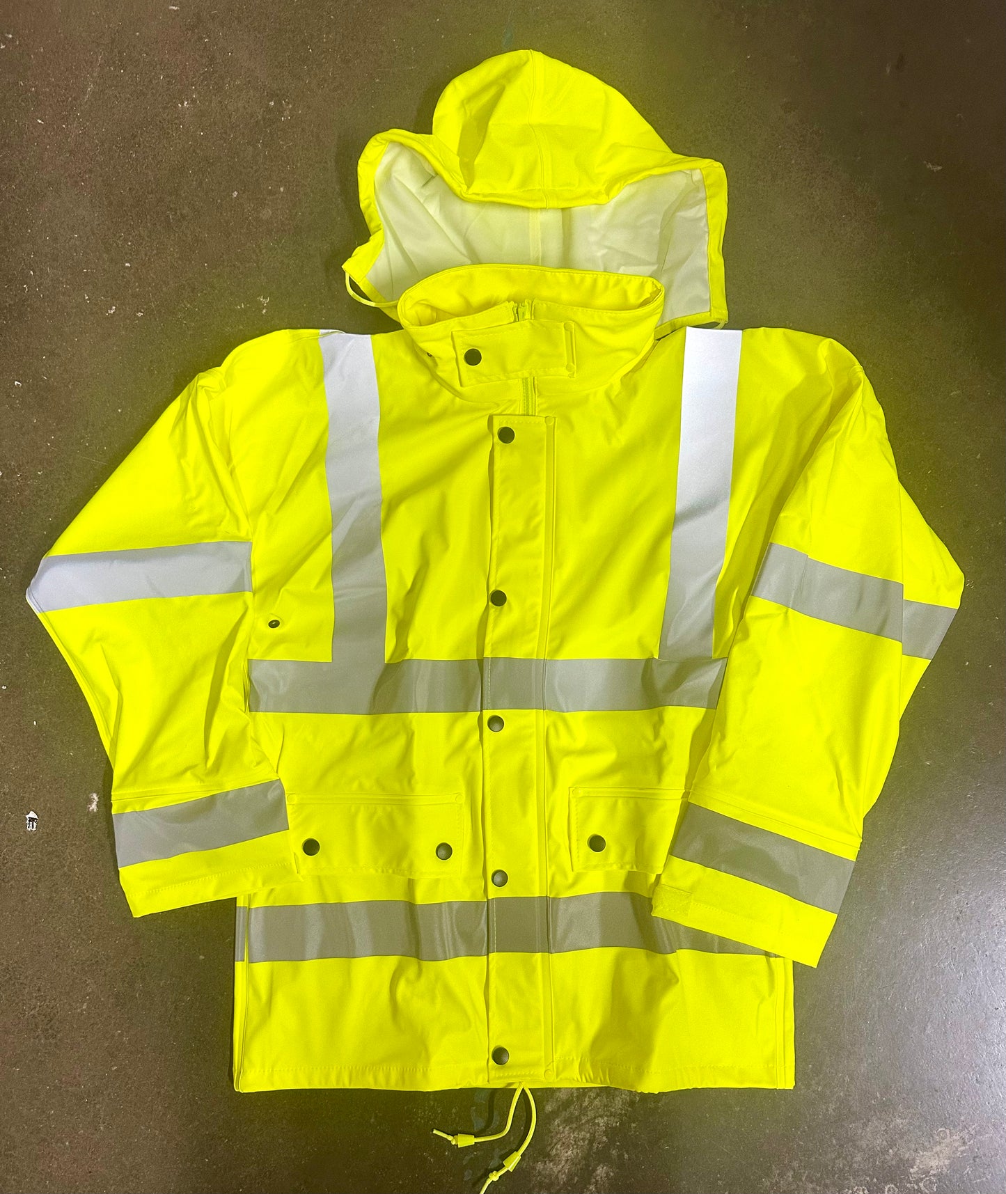 Safety Rain Set/Jacket Reflective High Visibility Yellow Black JK-03 / Pants Lime ANSI 150D Heavy Duty PANTS-03(Size Small)s