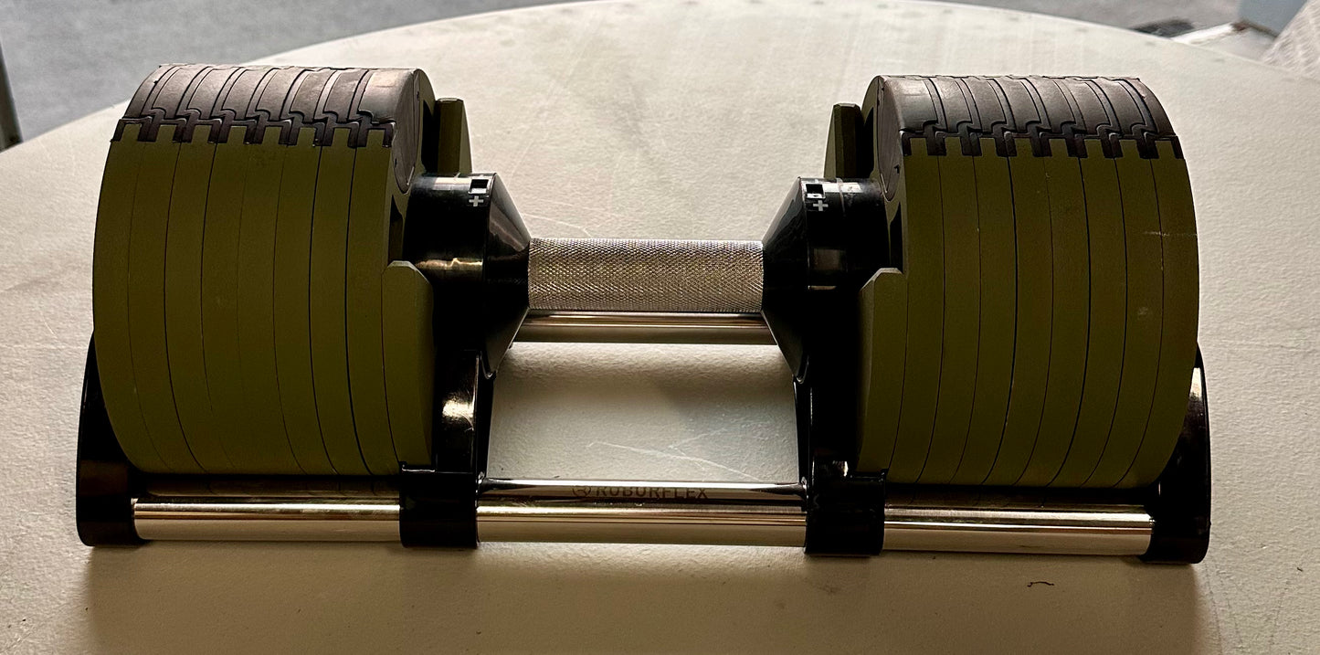 New - Adjustable Dumbbell (Single) by ROBURFLEX, 80 pounds total Weight for Strength Training Fitness, Cast Iron Plates (W529)