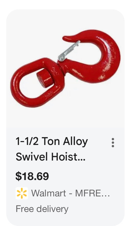 1.5 Ton Swivel Hook Heavy Duty Swivel Hook Swivel Lifting Hook Lifing Hook Rigging 6600 LBS WLL