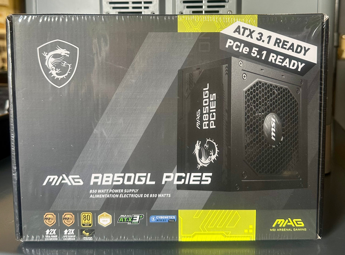 MSI MAG A850GL PCIE5, Fully Modular Compact Gaming 850W Power Supply, 80+ Gold, ATX 3.1 & PCle 5.1 Ready, Native Dual-Color 12V-2x6 Cable