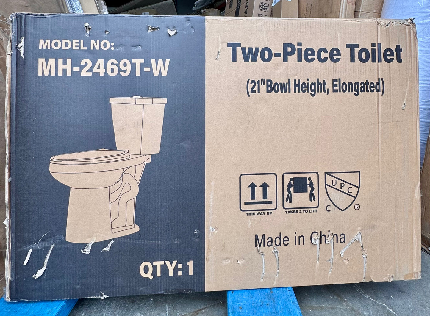 2-piece Elongated Tall Toilet 21 in. Dual Flush 1.1/1.6 GPF, Comfortable Toilet Height in Gloss White for Bathroom (B1119)