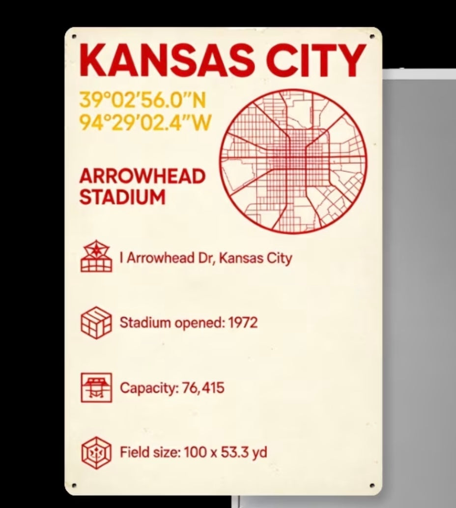 Arrowhead Stadium Metal 7x11inches