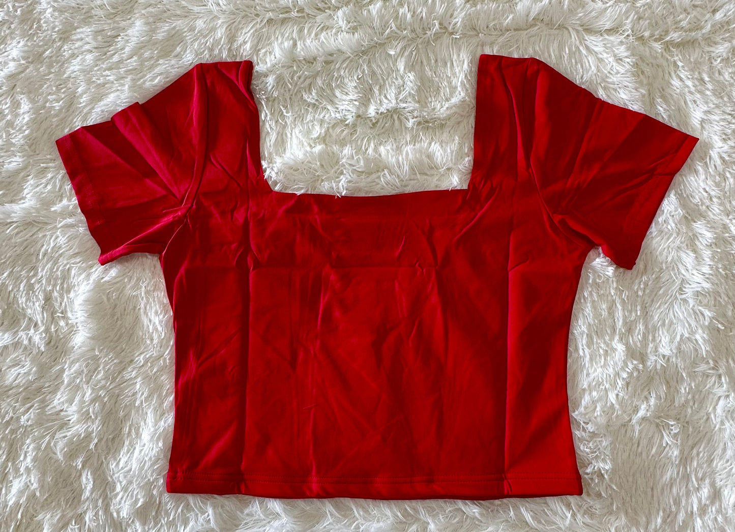 Women’s Square Neck Crop Top Short Sleeve T Shirt, 25% Spandex (Size XL)