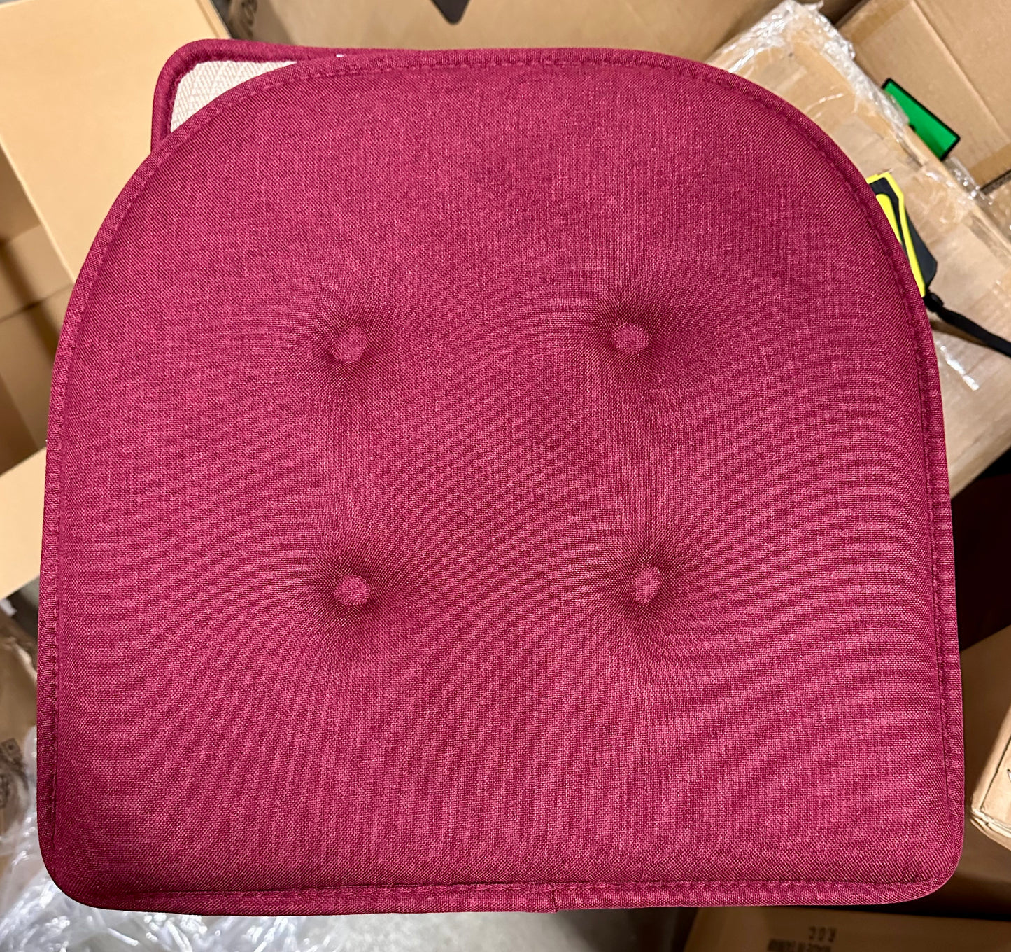 GORILLA GRIP Slip Resistant Tufted Chair Cushions, No Ties Required, Set of 6 Memory Foam Pads for Dining Room Kitchen Table, Office, Rocking Chairs, Plush Seat Cushion Pad, Home Decor, 16x17, Wine (L1090)