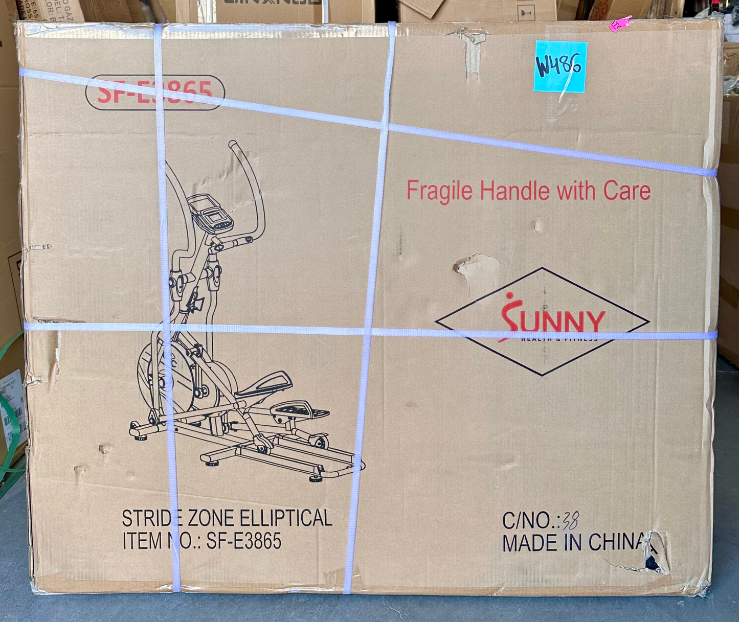 Sunny Health & Fitness Magnetic Elliptical Trainer, Model SF-E3865 (W486)