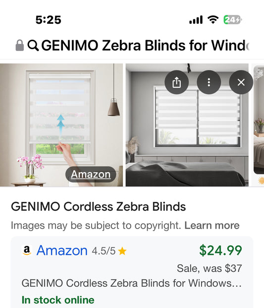 GENIMO Zebra Blinds for Windows, Dual Layer Roller Window Shades, Sheer Window Treatments Privacy Light Control for Day and Night, Mini Blinds for Home, Office, Easy to Install, White, 10" W X 72" H