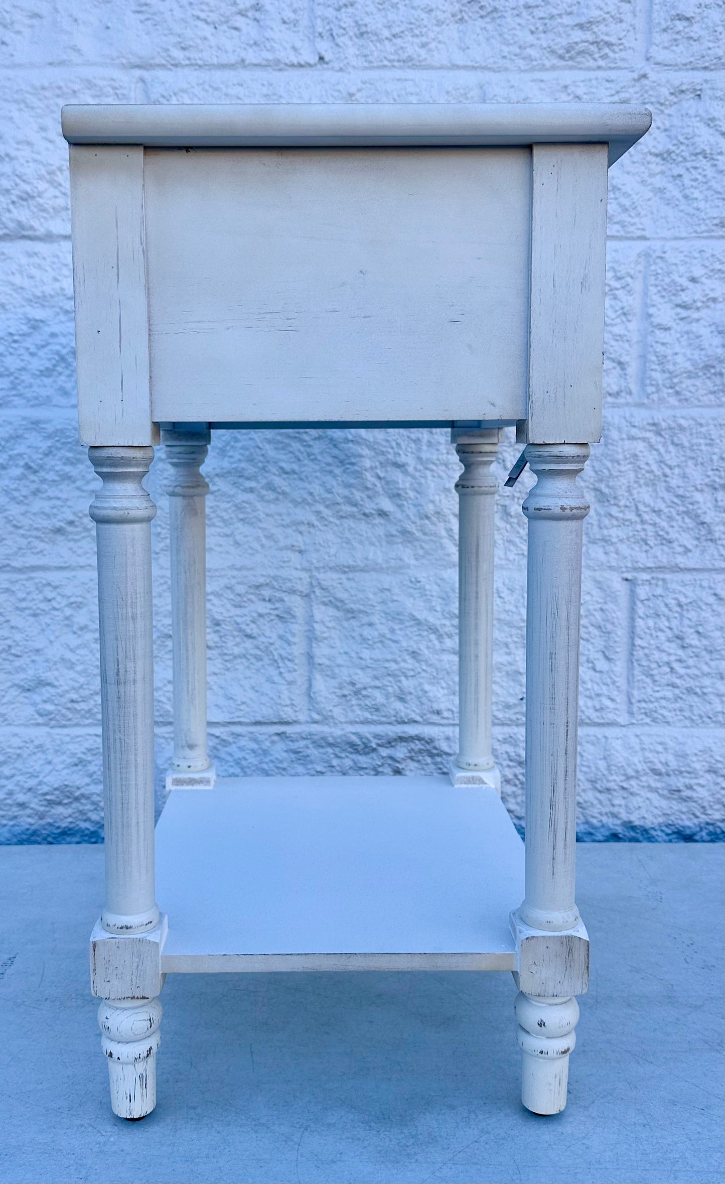 HOMPUS Fully Assembled Farmhouse Nightstand with Drawer and Shelf, Vintage Nightstand with Flower Pattern, Wood Small Accent Bedside Table Night Stand for Living Room, Bedroom, Distress White (L1108)