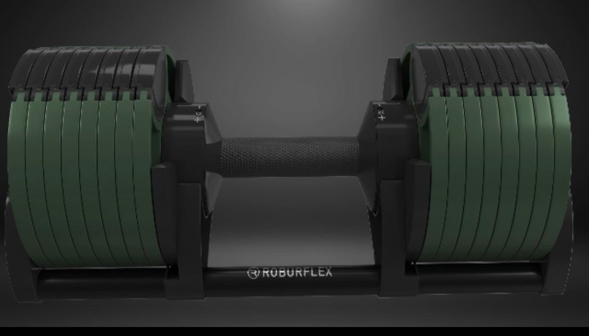 New - Adjustable Dumbbell (Single) by ROBURFLEX, 80 pounds total Weight for Strength Training Fitness, Cast Iron Plates (W529)