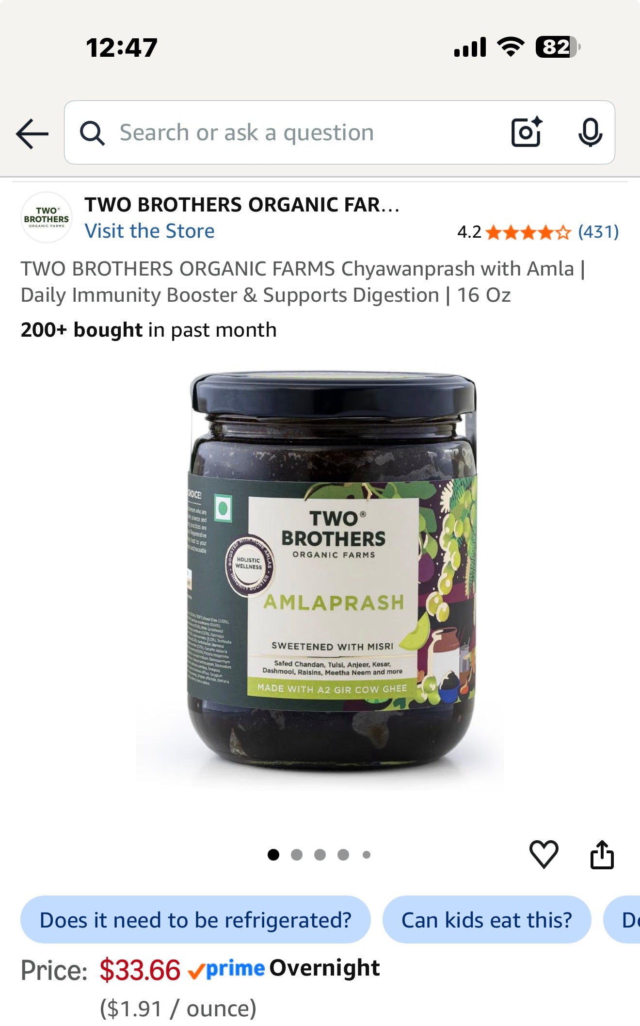 TWO BROTHERS ORGANIC FARMS Chyawanprash with Amla | Daily Immunity Booster & Supports Digestion | 16 Oz