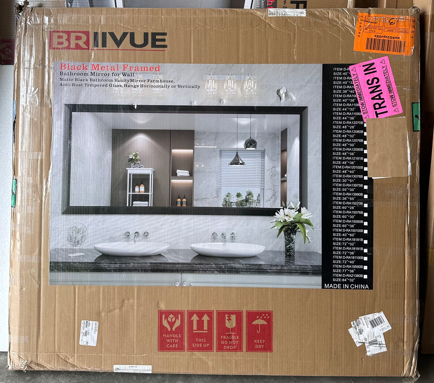 40x36 Inch Black Bathroom Mirror for Wall, Thick Metal Framed Rectangle Mirrors for Over Sink, Bedroom, Living Room, Entryway, Anti-Rust, HD Tempered Glass (M434)