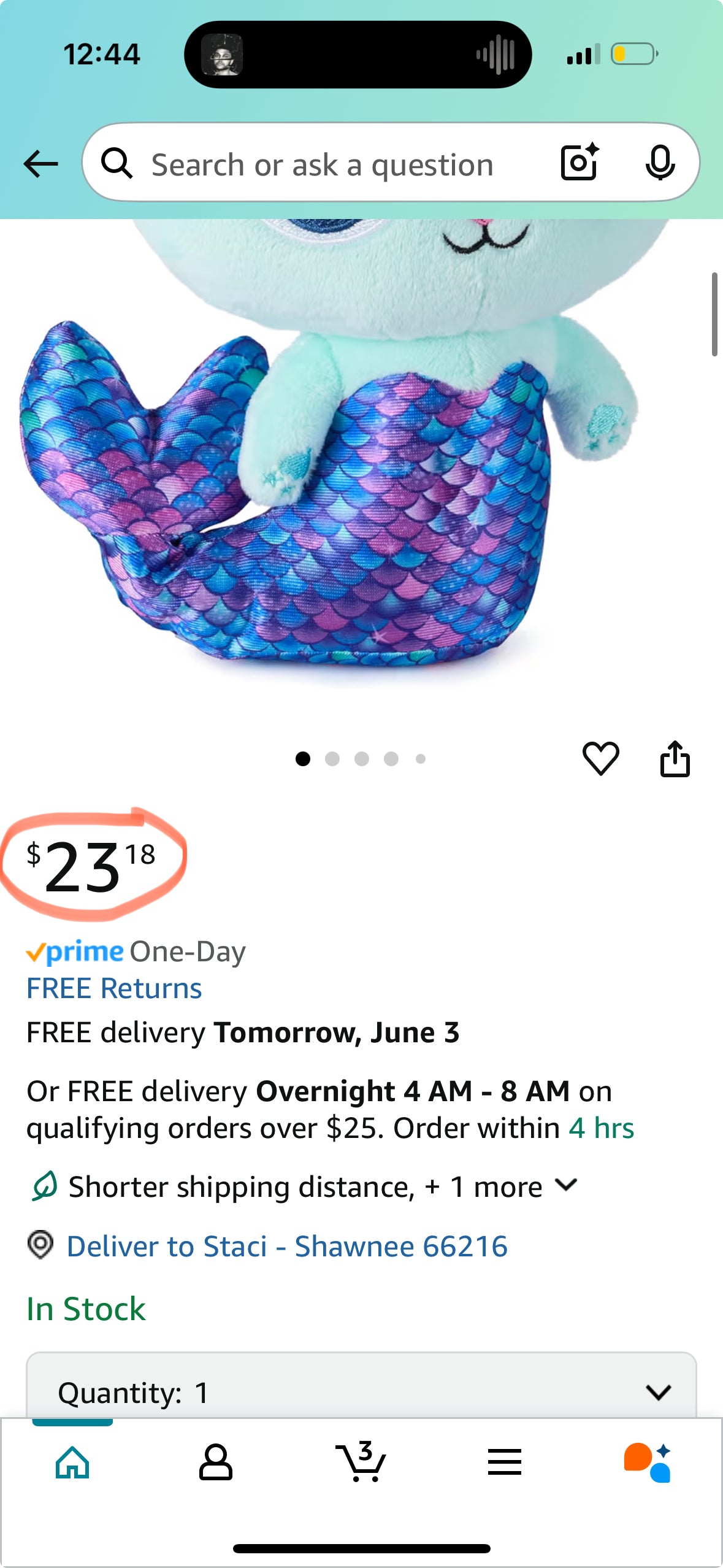 Gabby's Dollhouse, Fin-Tastic Mercat, Premium Plush Toy, 10-Inch Tall Stuffed Animal with Moving Mermaid Tail, Kids Toys for Girls & Boys Ages 3+