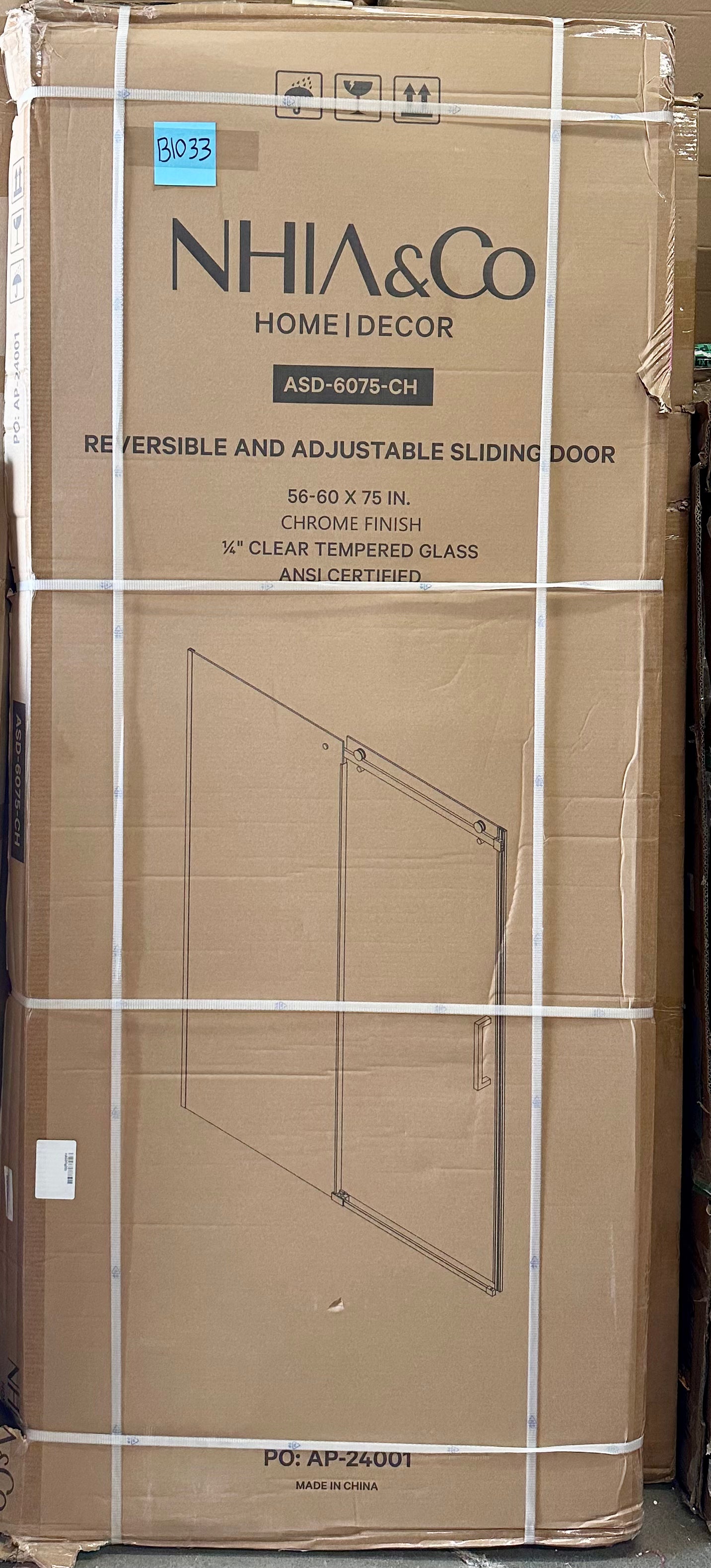 Semi-Frameless Sliding Shower Door – 56-60” x 75”, Tempered Glass Shower Door, Corrosion Resistant Hardware, Smooth Glide Rollers, Reversible Installation, Leak-Proof Magnetic Lock (Chrome Finish) (B1033)