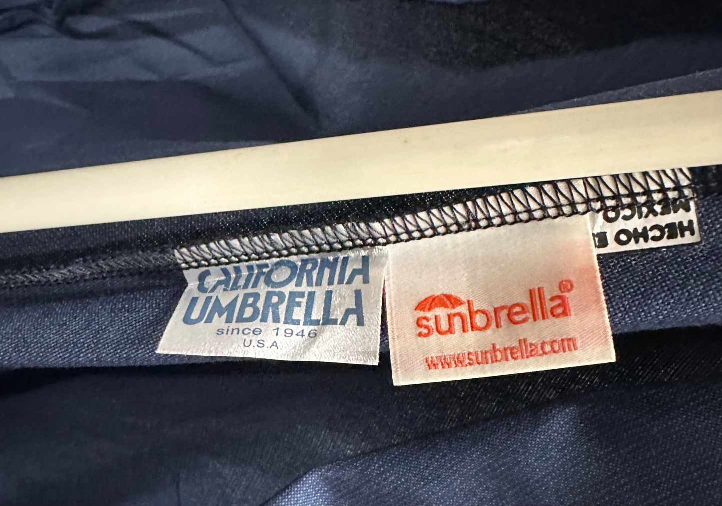 California Umbrella 12-Year-Non-Fading, 9Ft Premium Sunbrella Patio Umbrella, Hand-Crank, Button-Tilt, White Frame, Navy Fabric (G843)