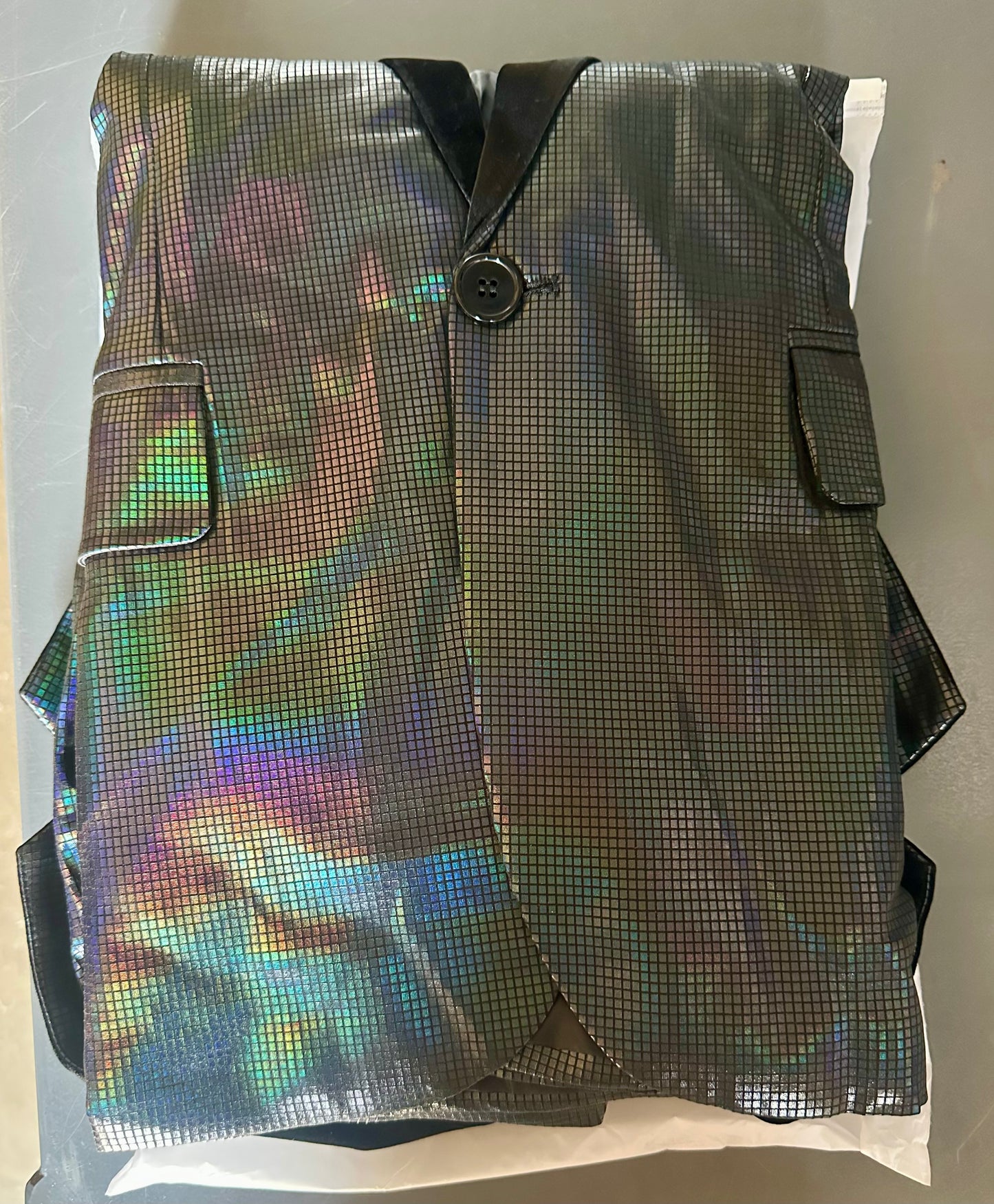 Metallic Shiny Suit, Disco Sequin Blazer and Pants, 2 Piece Set for 70’s Party (Size 2XL)