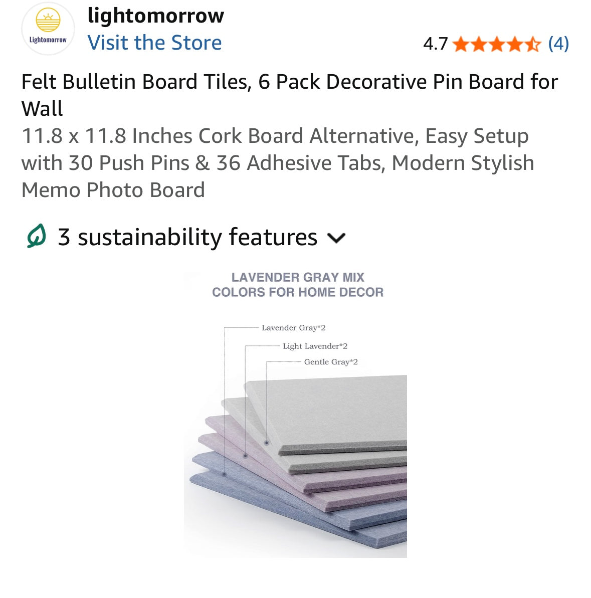 Felt Bulletin Board Tiles, 6 Pack Decorative Pin Board for Wall 11.8 x 11.8 Inches Cork Board Alternative, Easy Setup with 30 Push Pins & 36 Adhesive Tabs, Modern Stylish Memo, Photo Board