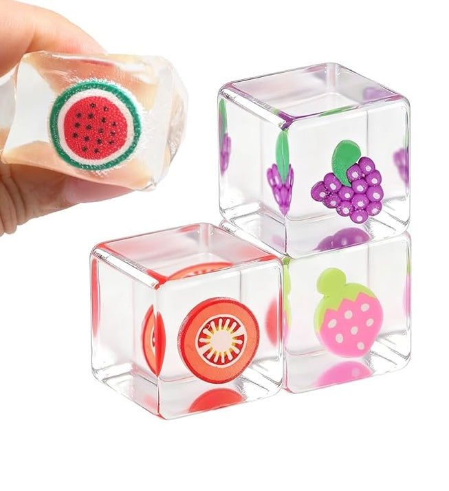 6 pack Mystery Bag Squishies Bulk,Fruit Squishy,Ice Cube Squishy