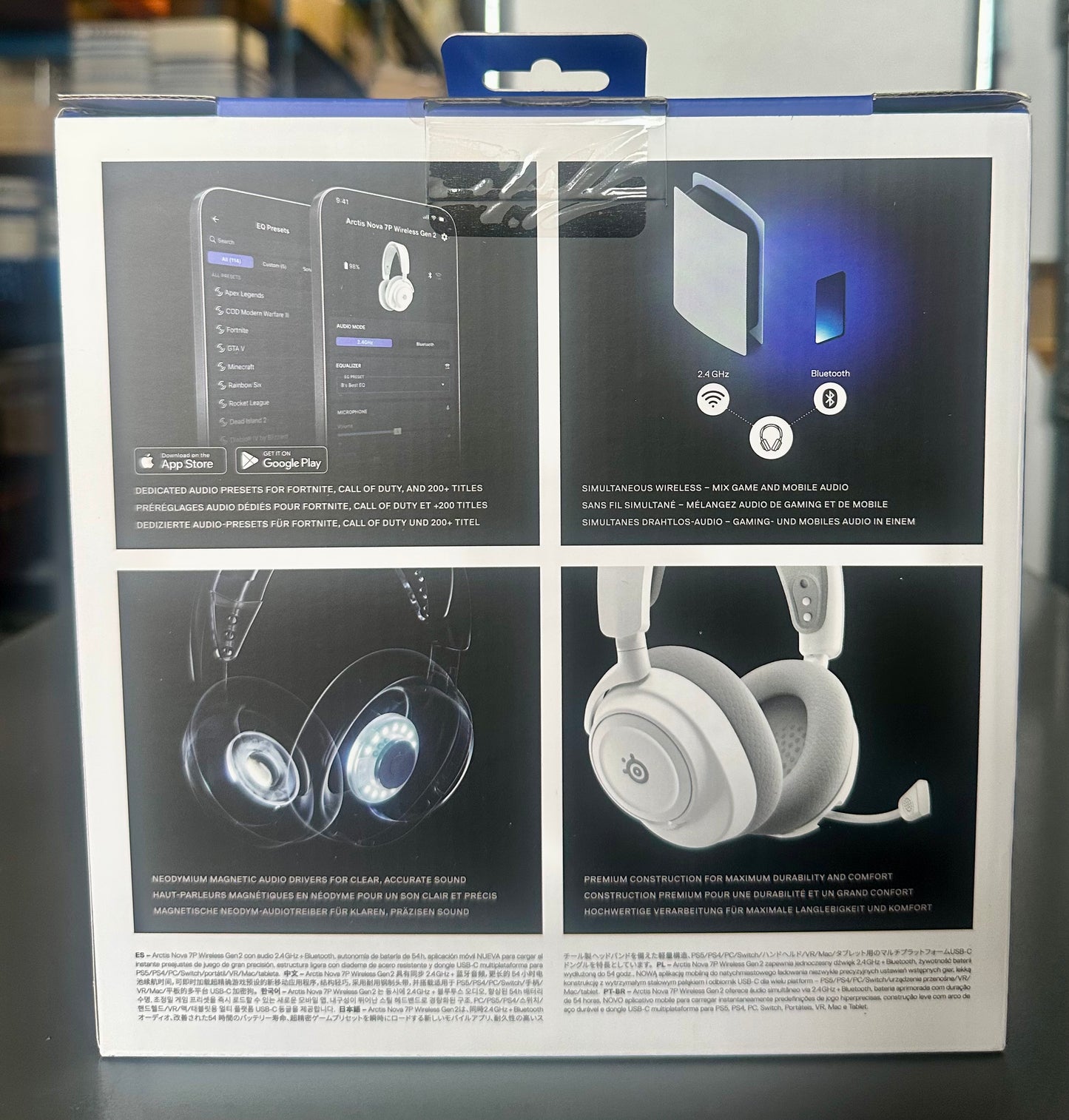 SteelSeries Arctis Nova 7P Wireless Gen 2 Gaming Headset - Real-Time App Control, 50+ HR Play, Neodymium Magnetic Drivers, Mix 2.4GHz/Bluetooth, PS5, PS4, PC, Switch 1/2, Mobile - White