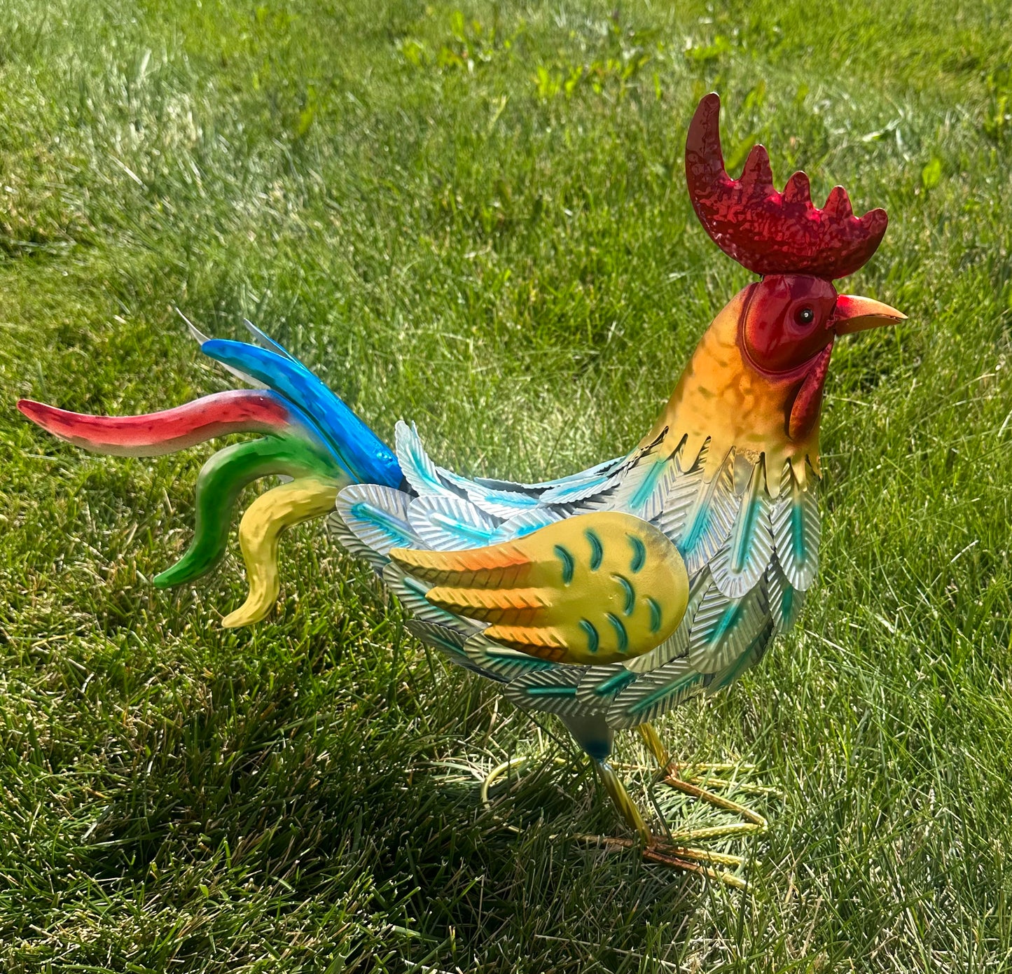 Metal Rooster Garden Sculpture Decoration, Metal Yard Art for Yard Outdoor, Indoor Decoration