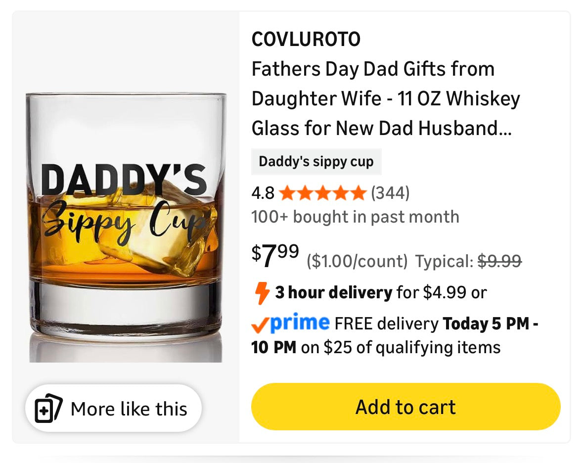 Perfectins Soy Dad Joke Funny Whiskey Glass, Bourbon Whiskey Gifts for Men, Humorous Gifts for Dad from Son and Daughter, Thank You Father's Day or Birthday Gift