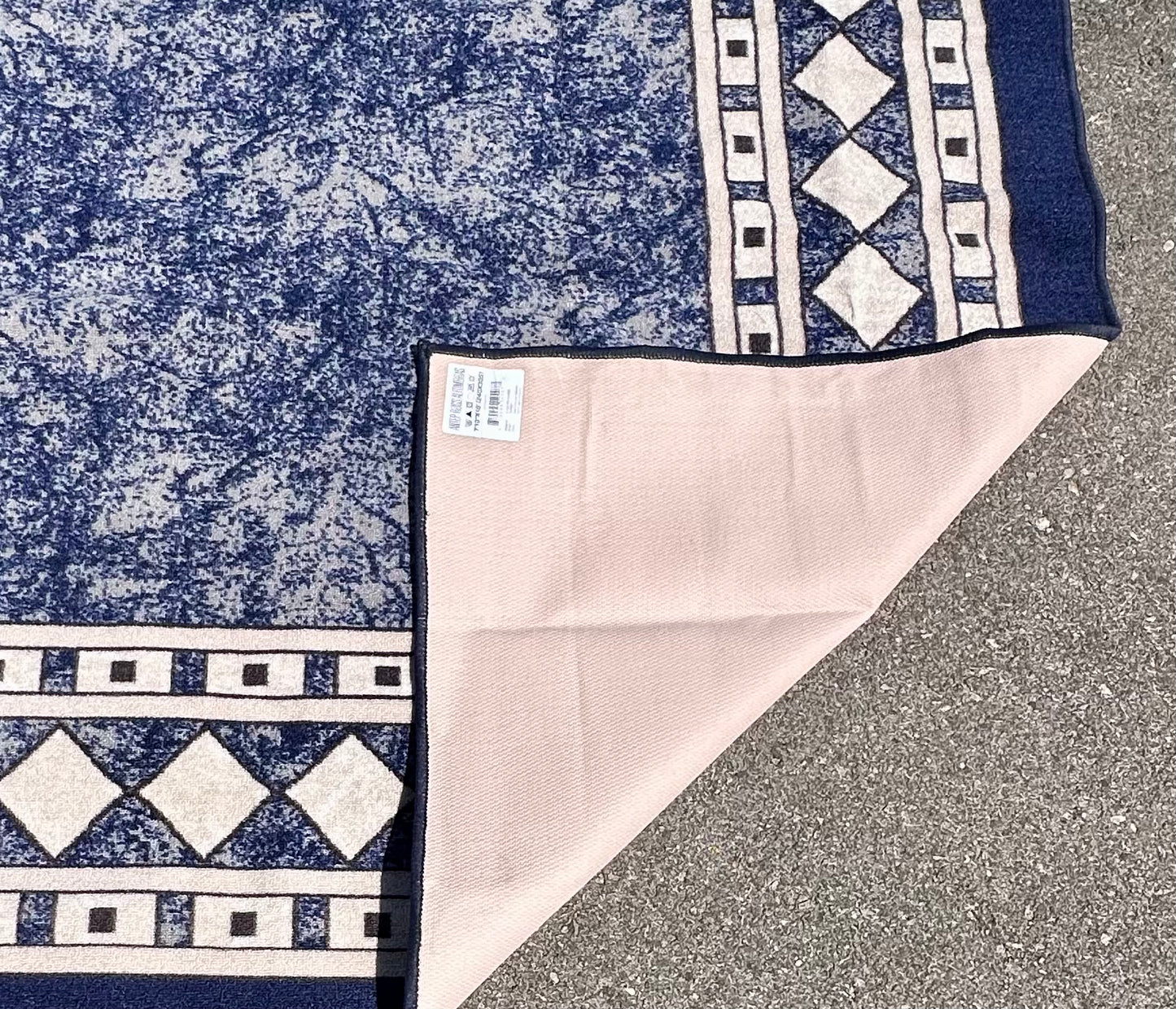 Antep Rugs Alfombras Modern Bordered 8x10 Non-Skid (Non-Slip) Low Profile Pile Rubber Backing Indoor Area Rugs (Navy Blue, 7'10" × 10') (L1251)