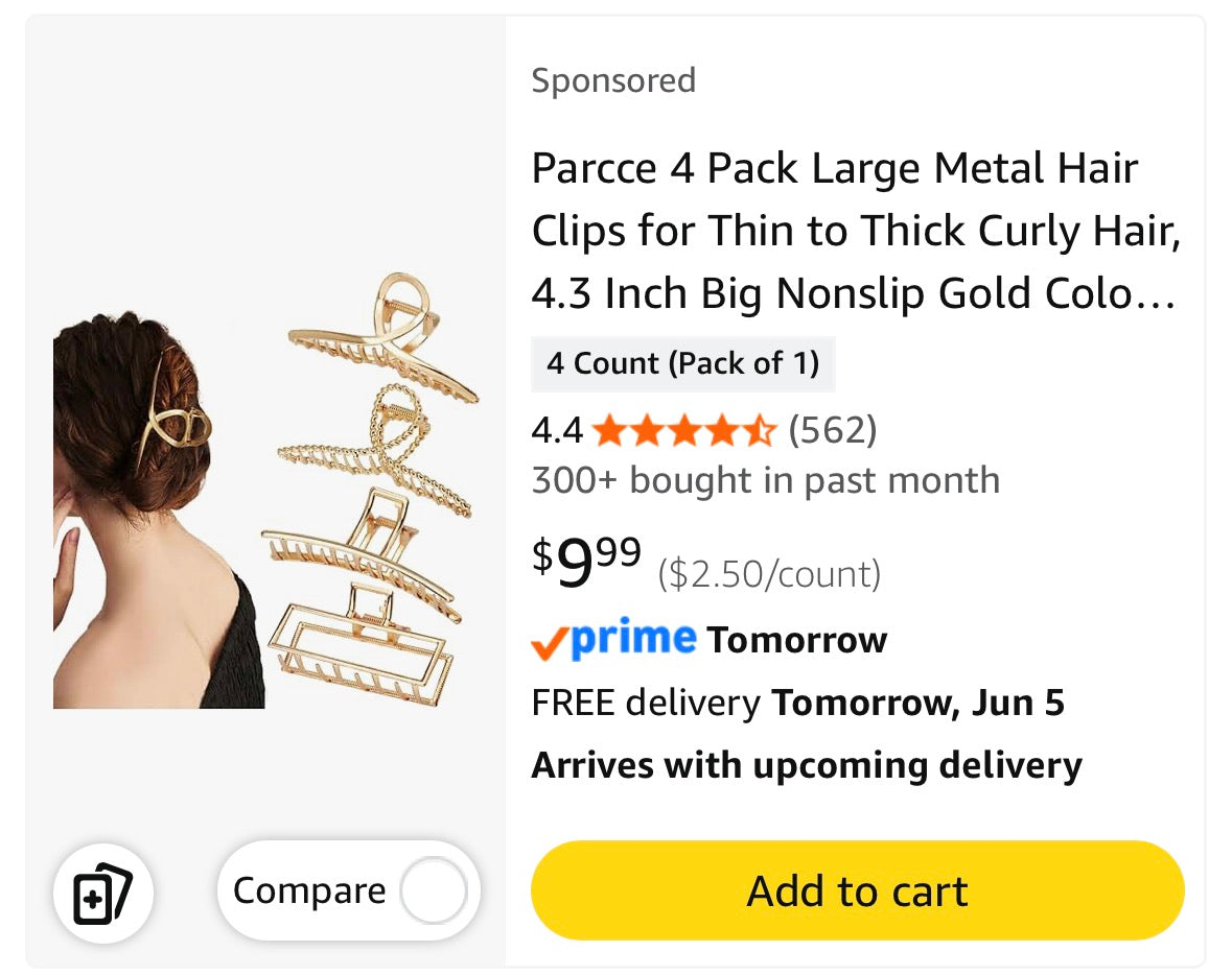 4 Pcs Butterfly Hair Claw Clips Large Claw Hair Clips for Thick Hair, Metal, Long Hair Clips, Big Jaw Clips for Hair, Hair Styling Accessories Hair Accessories for Women Girls
