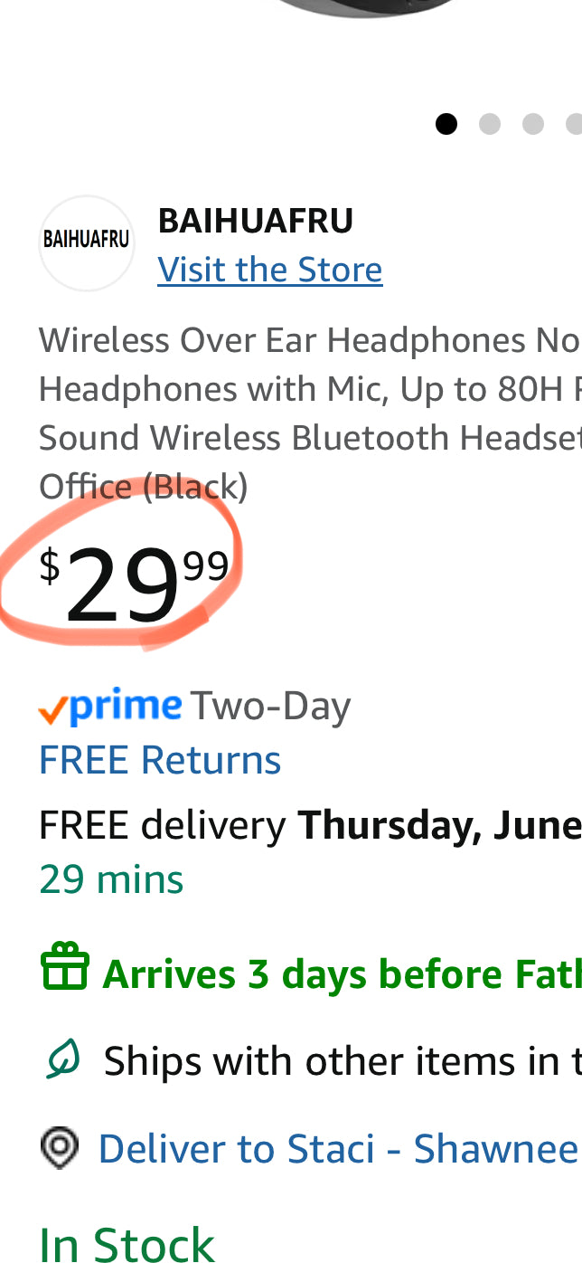 Wireless Over Ear Headphones Noise Cancelling Bluetooth Headphones with Mic, Up to 80H Playtime, Stereo Surround Sound Wireless Bluetooth Headset for PC Cellphone Home Office (Black)