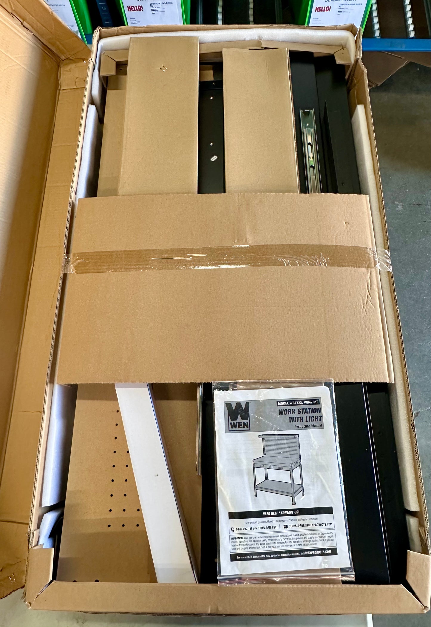 WEN WB4723T 48-Inch Workbench with Power Outlets and Light, Black (with G1043)”