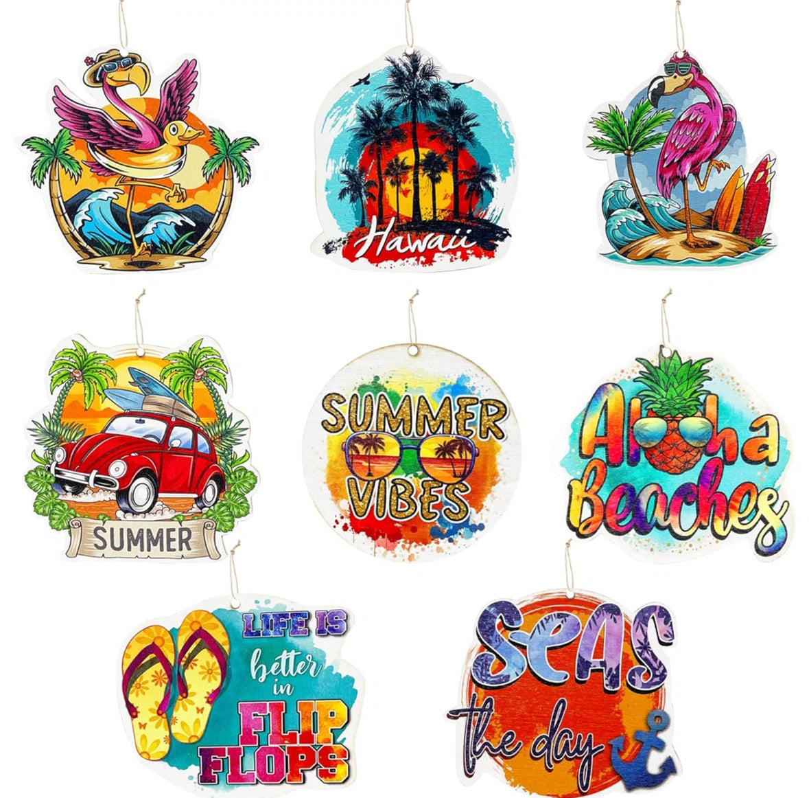 16Pcs Hawaiian Luau Party Decoration Flamingo Hanging Tree Ornament