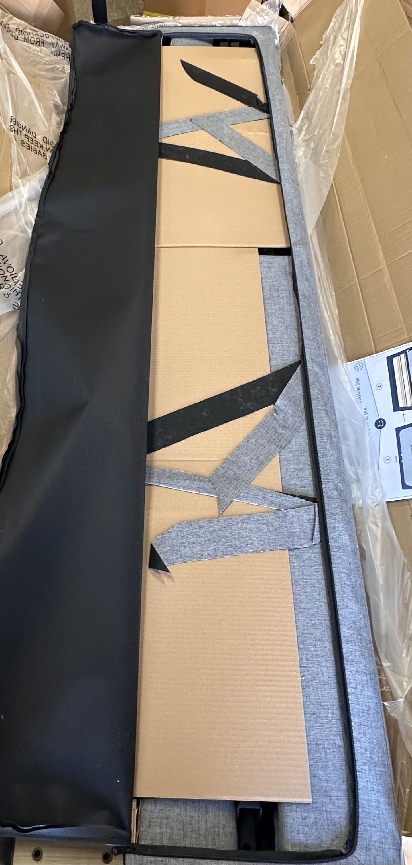 New - King Size Upholstered Bed Frame, Gray (B888)