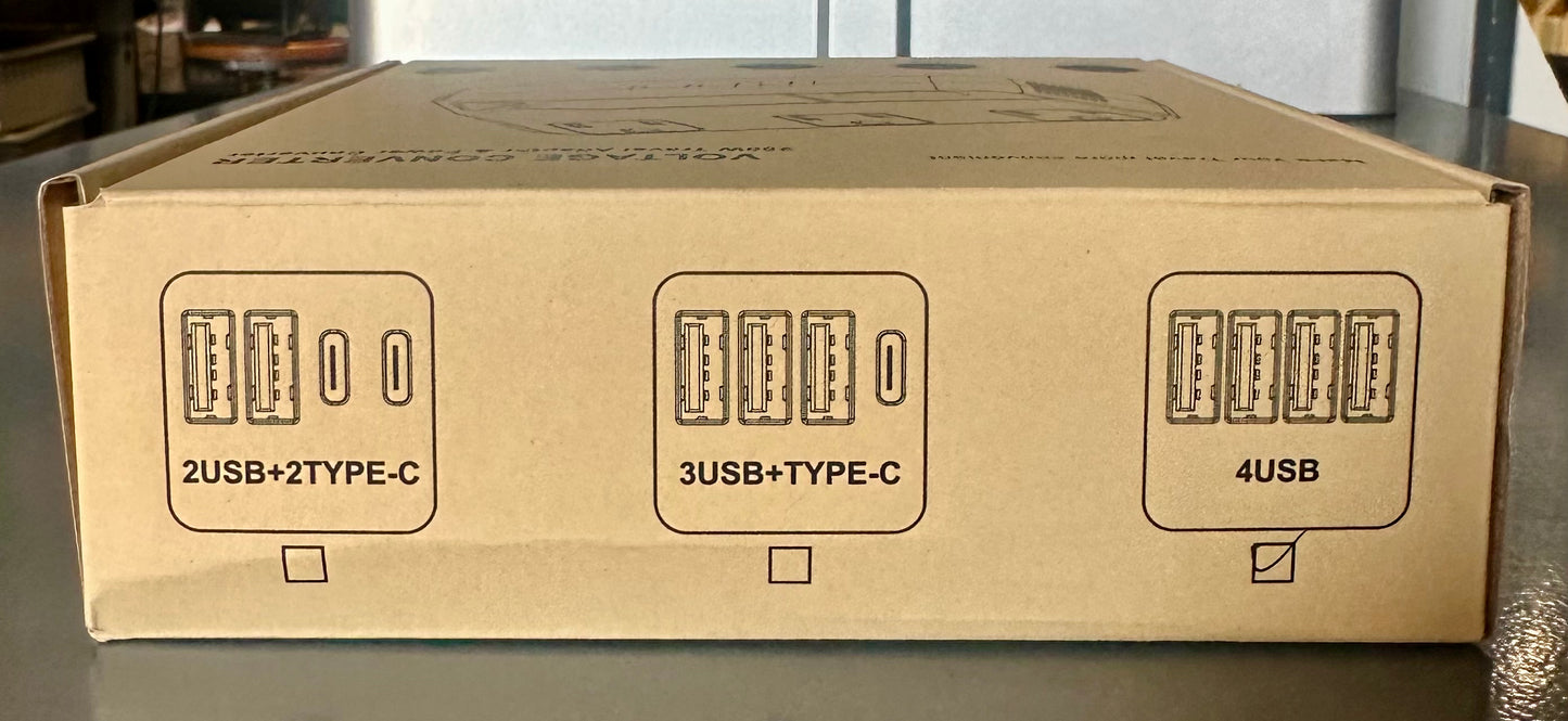 250W Conversion Plug, International Travel Converter with 2 USB and 2 USB-C Ports, lowering 220V to 110V for 100V-240V Areas and Different Countries Plugs Using US Electrical Devices