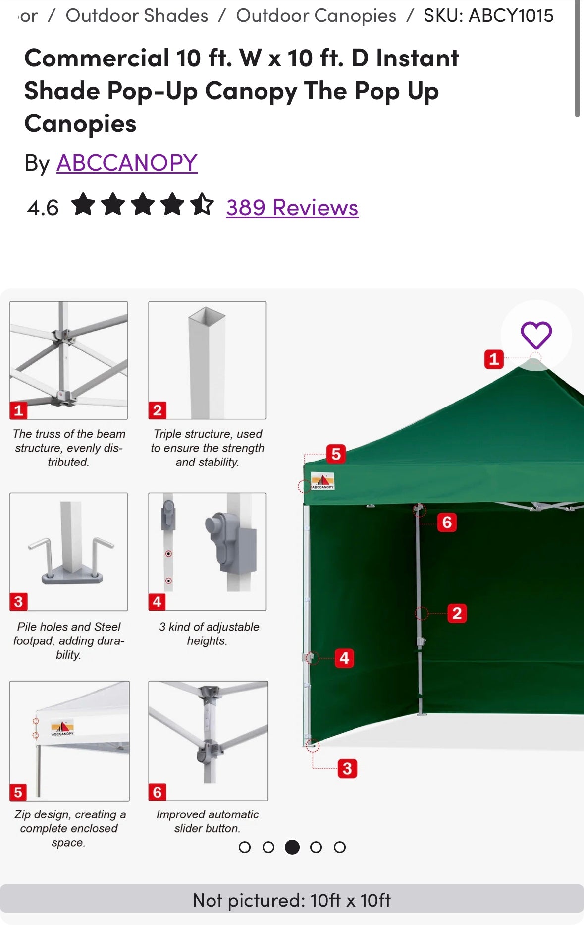 ABCCANOPY Easy Pop Up Canopy Tent with Sidewalls 10x10 Commercial - Series, Green (CP10)