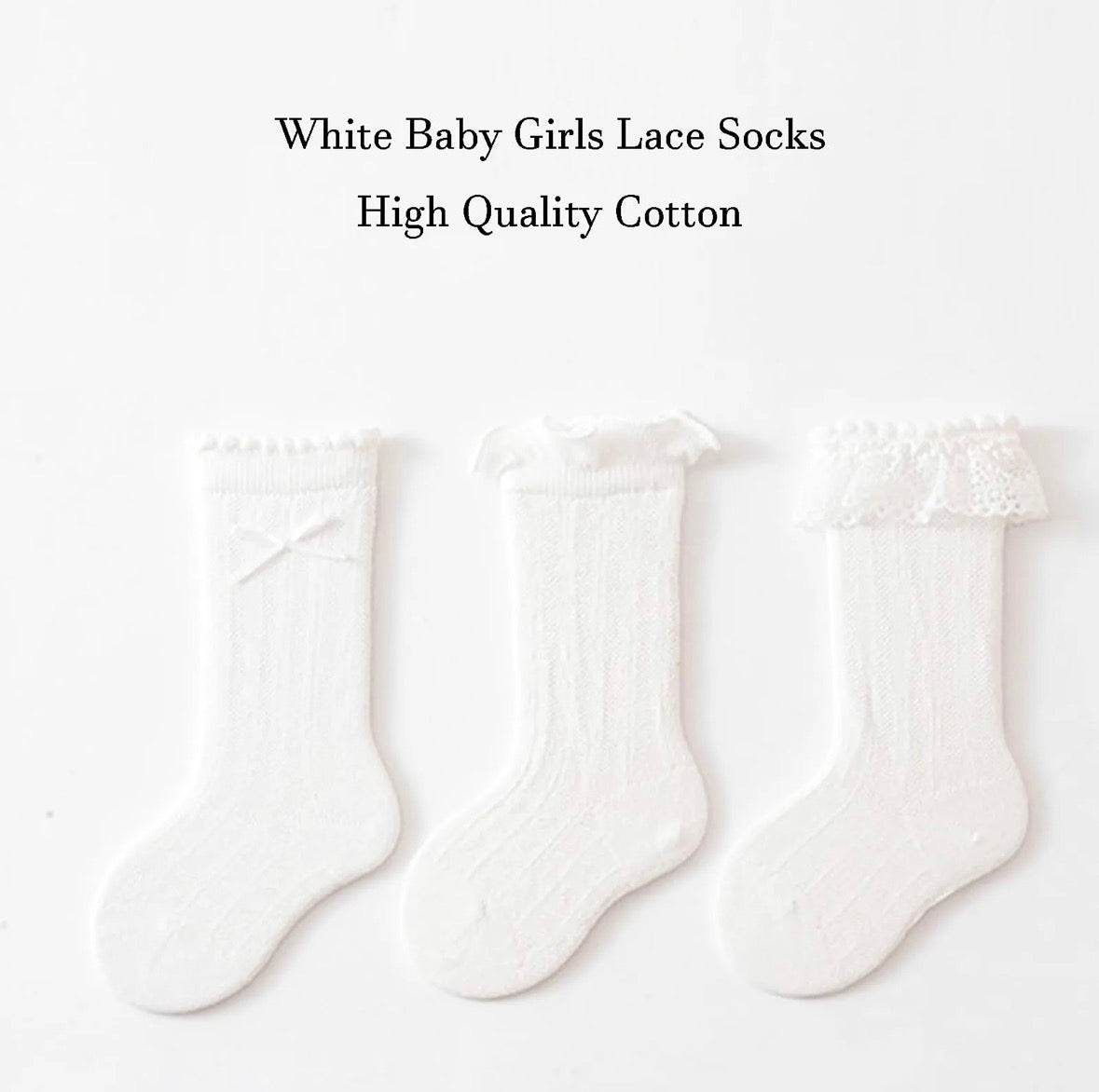 Apone Fatu Baby Knee High Socks Non Slip Grip Ankle Socks Ruffled Long Stockings for Infants Toddlers Kids Boys Girls (Size 6-12 Months)