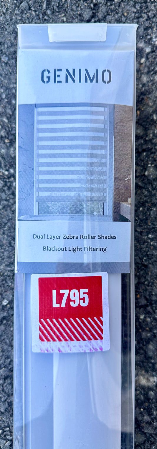 New - Dual Layer Zebra Roller Shade Blackout Light Filtering 62” x 72” (L795)