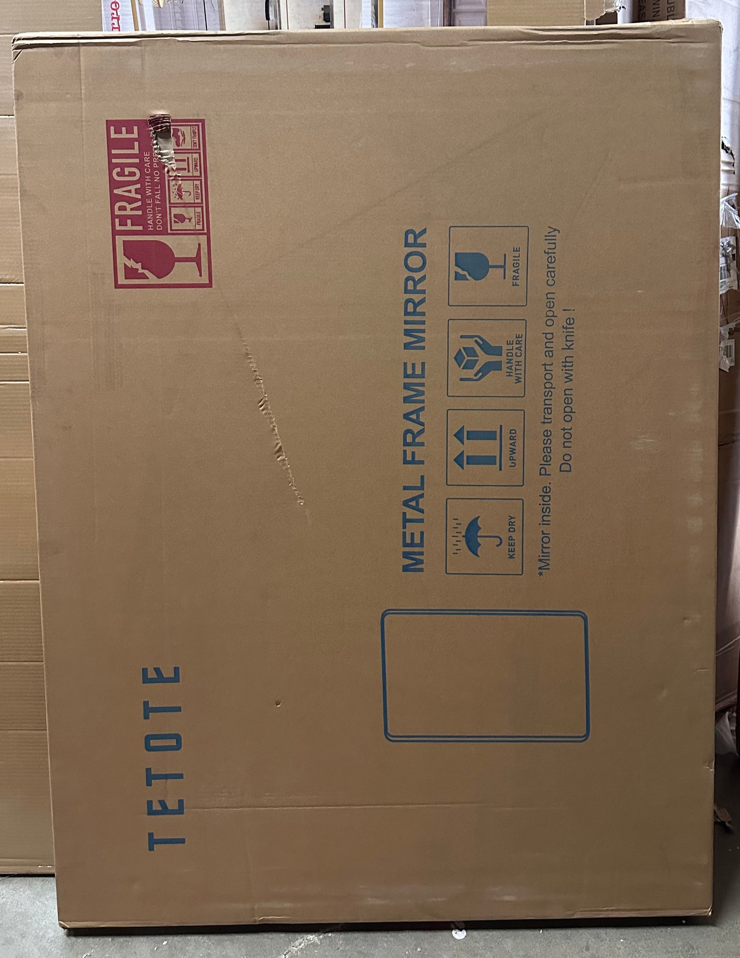 TETOTE Modern Metal Frame Wall Mounted Bathroom Vanity Mirror - 48x36 - White (M447)