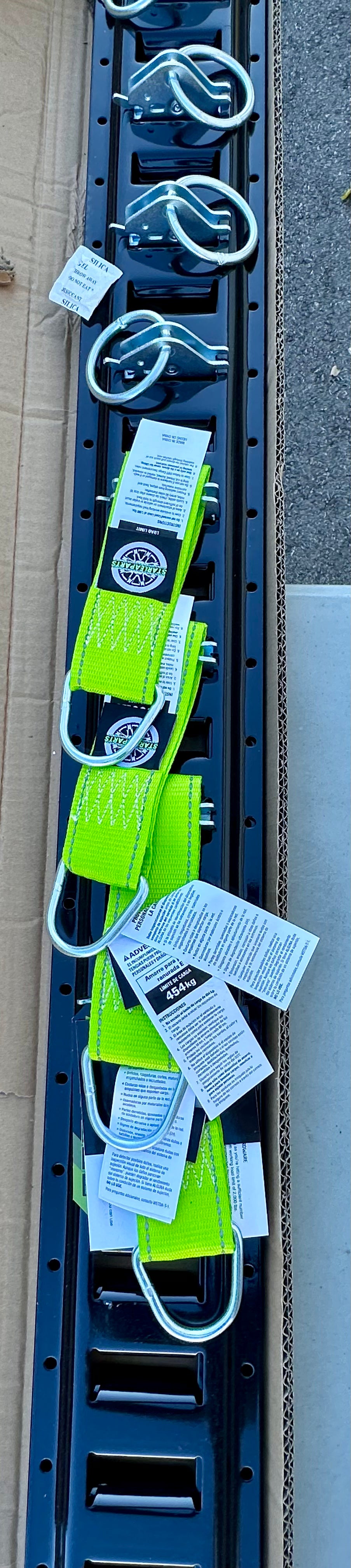 8' E Track Rail Tie-Down Kit - Heavy Duty 4 Pack Etrack Rail System with 16PCS E Track Accessories Including 8 O Ring & 8 Rope Tie Offs, 6,000lbs Break Strength (G898)