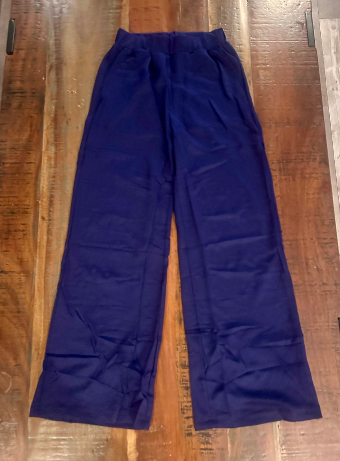 Women’s 2 Piece Batwing Sleeve Pullover Top, Long Wide Leg Pants, Lounge Set (Navy) (Size X-Small)
