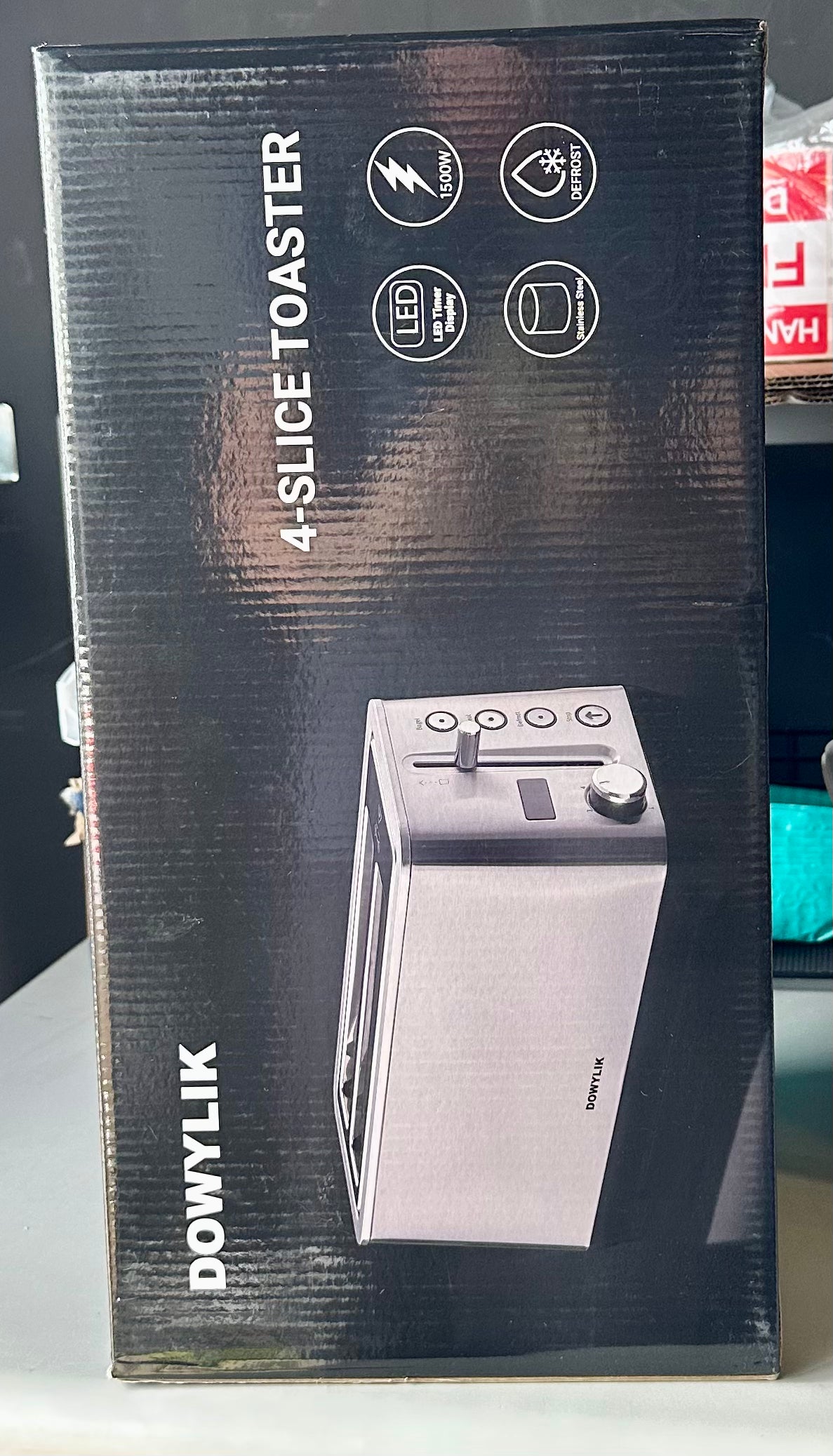 Toaster 4 Slice, Extra-Wide Long Slot 4 Slice Toaster with Countdown Timer, Bagel/Reheat/Defrost/Cancel Functions, 6 Browning Setting, 1500W Brushed Stainless Steel