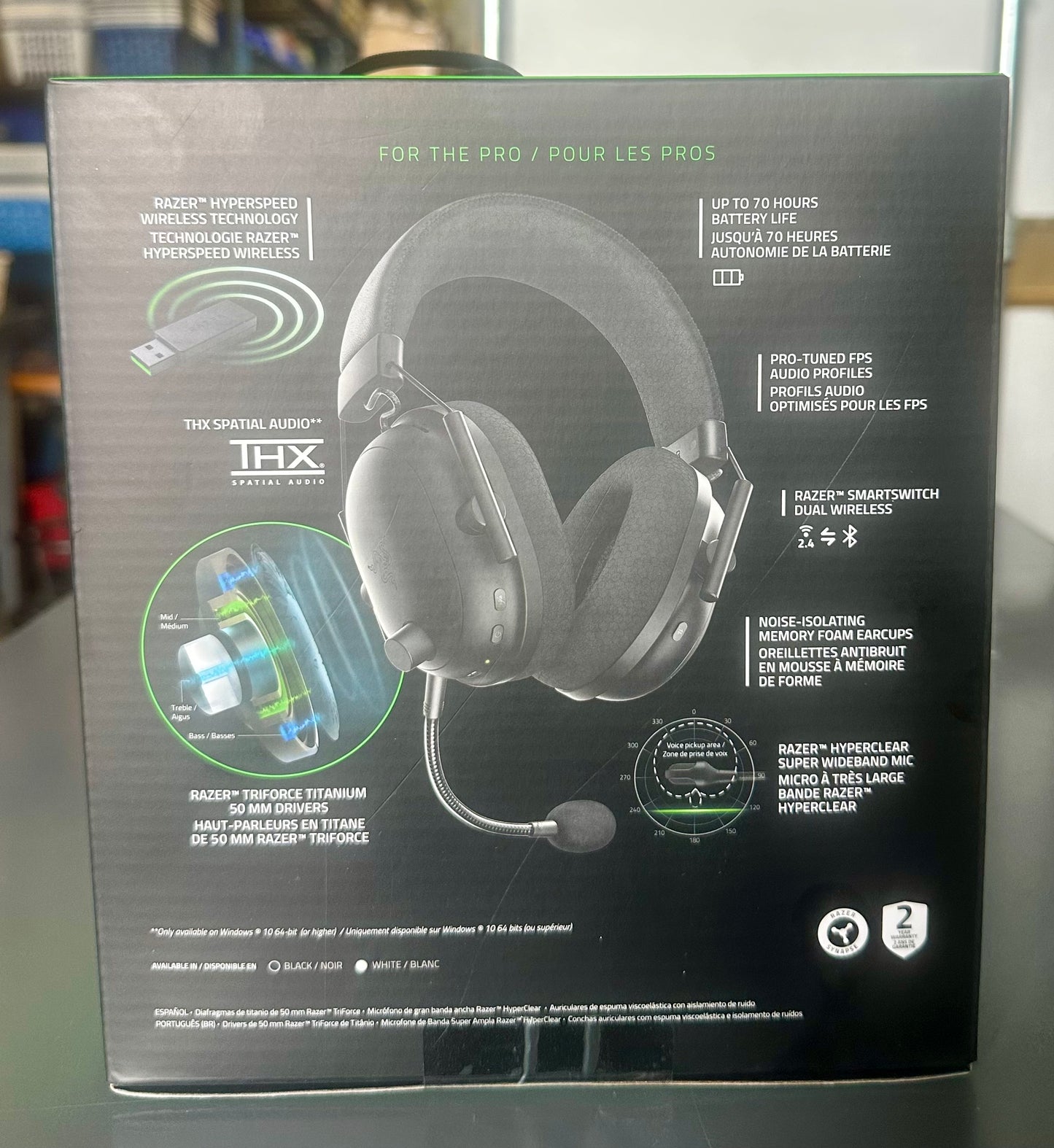 Razer BlackShark V2 Pro Wireless Gaming Headset: Super Wideband Mic - Pro Tuned FPS Profiles - 50mm Drivers - Plush Noise Isolating Earcups - 70 Hr Battery - Bluetooth - for PC, PS5, Switch 2 - Black